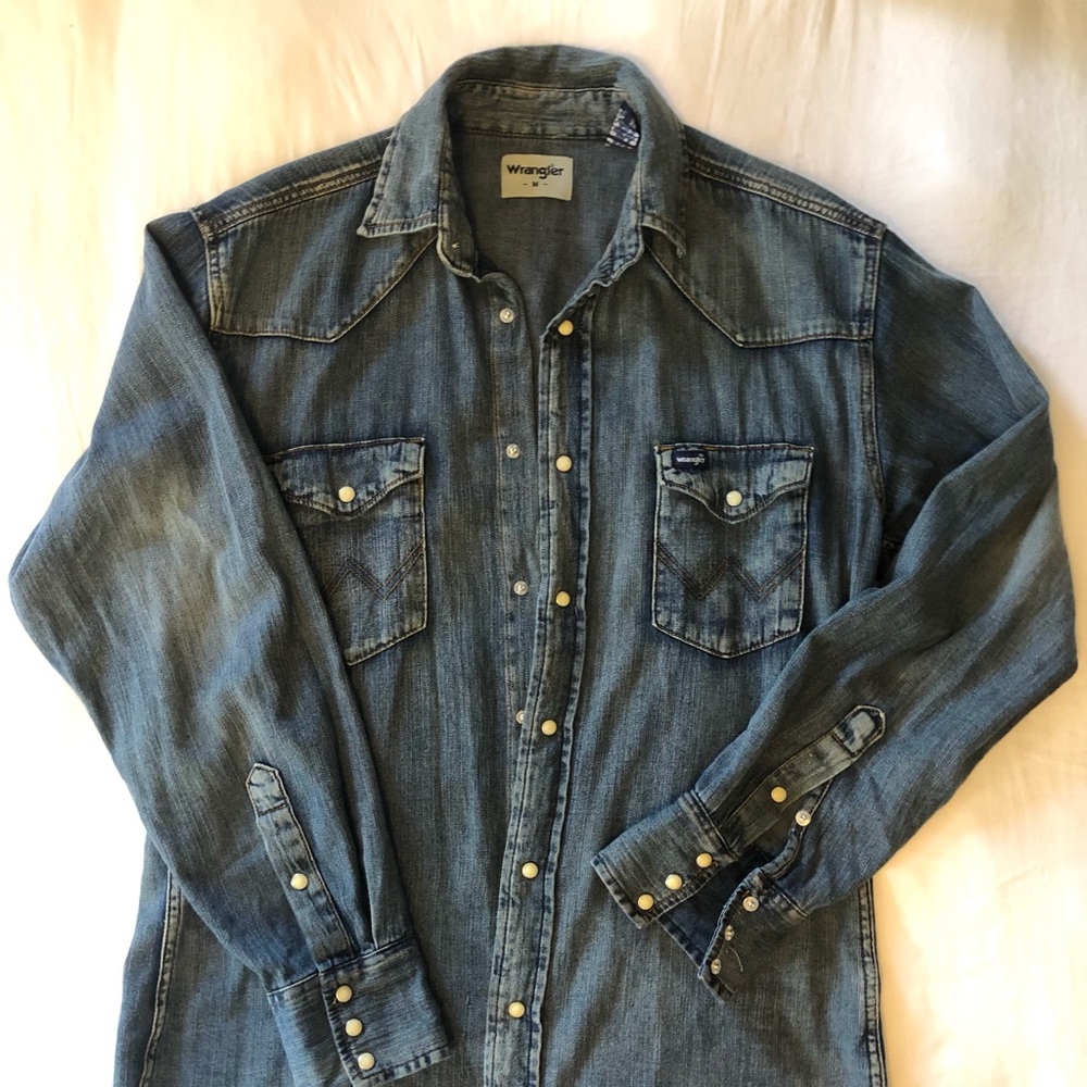 Wrangler Denim Pear Snap Long Sleeve Western Shirt